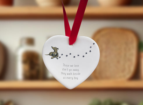 Lurcher Walk Beside Us Ceramic Heart